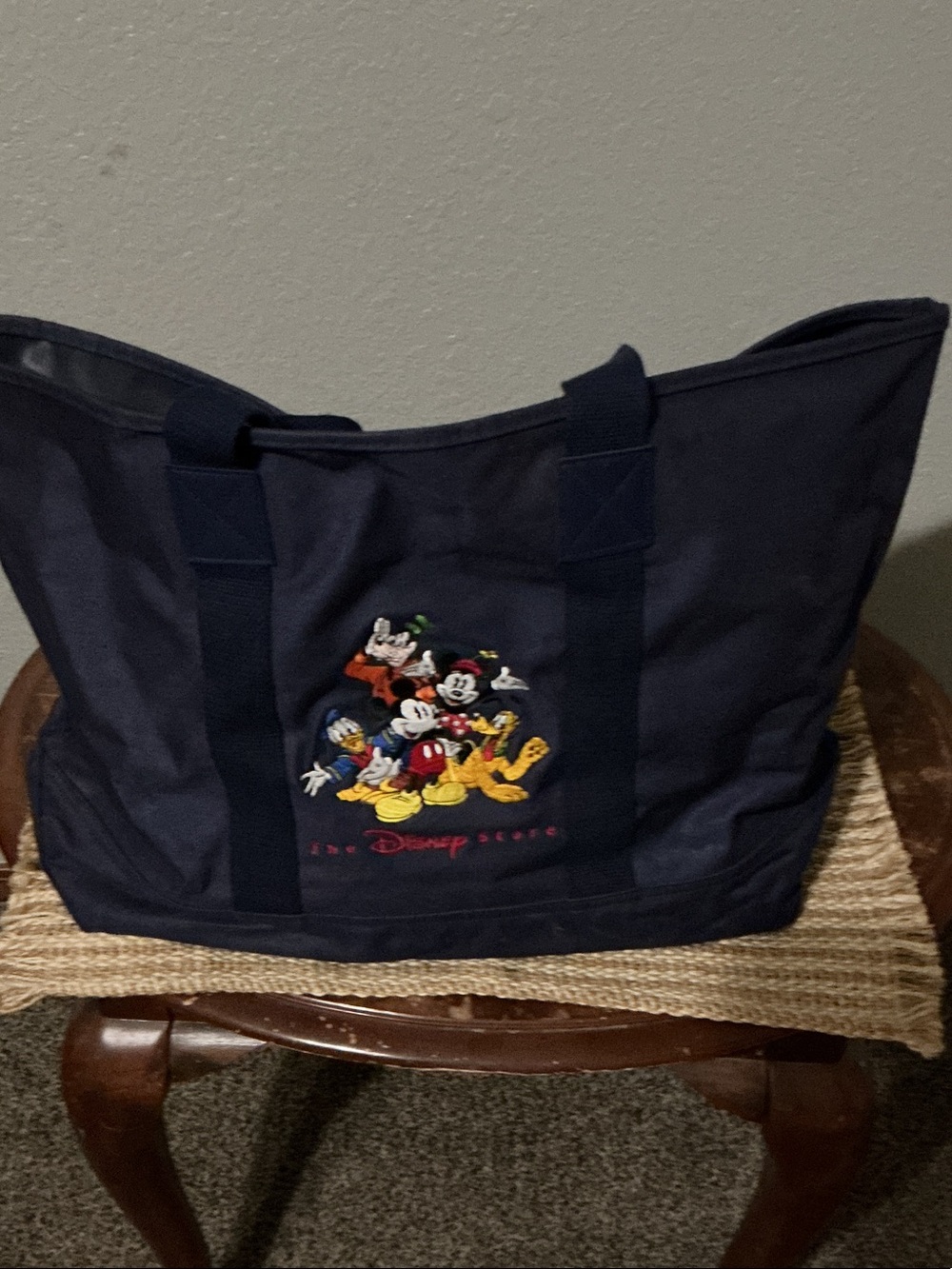 Disney Navy Canvas Tote with Classic Character Embroidery
